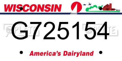 G725154 Wisconsin License Plate
