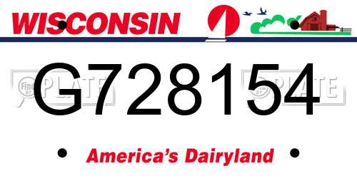 G728154 Wisconsin License Plate