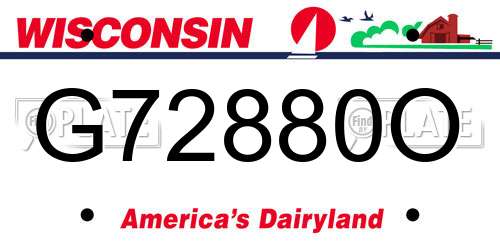 G72880O Wisconsin License Plate