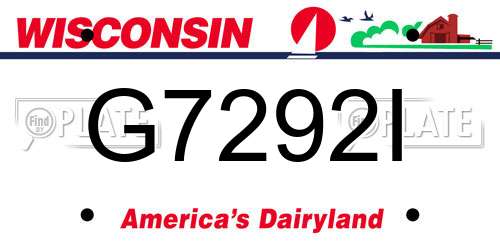 G7292I Wisconsin License Plate
