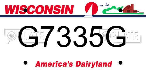 G7335G Wisconsin License Plate