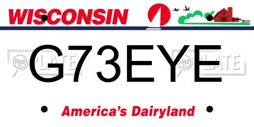G73EYE Wisconsin License Plate