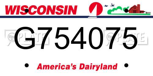 G754075 Wisconsin License Plate
