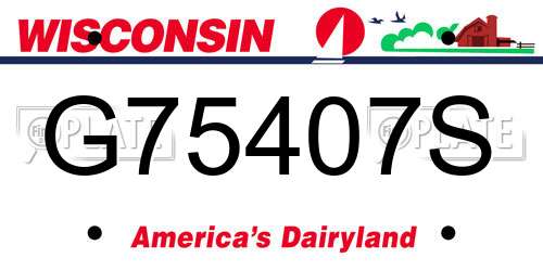 G75407S Wisconsin License Plate