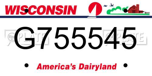 G755545 Wisconsin License Plate