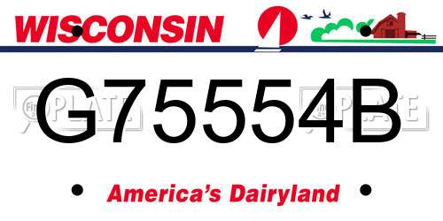 G75554B Wisconsin License Plate