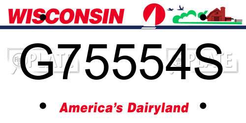 G75554S Wisconsin License Plate