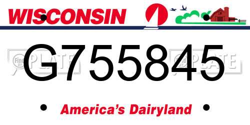 G755845 Wisconsin License Plate