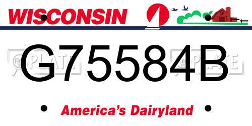 G75584B Wisconsin License Plate