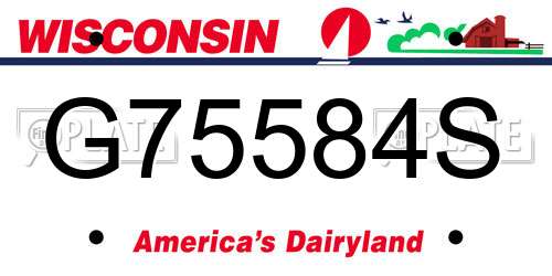 G75584S Wisconsin License Plate