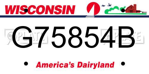 G75854B Wisconsin License Plate