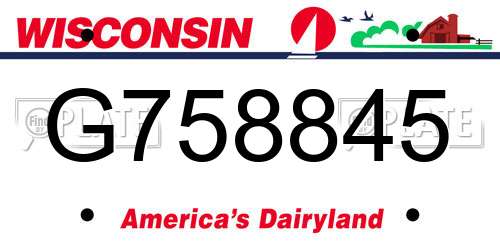G758845 Wisconsin License Plate