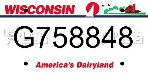 G758848 Wisconsin License Plate