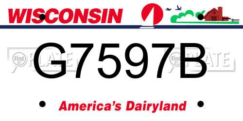G7597B Wisconsin License Plate
