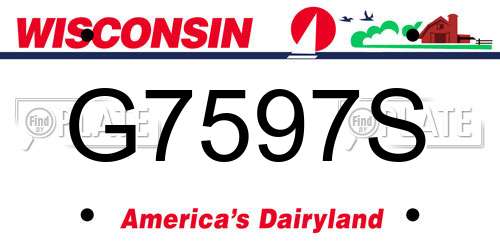 G7597S Wisconsin License Plate