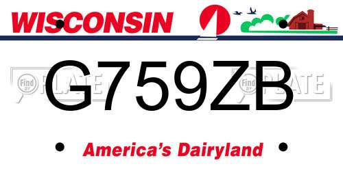 G759ZB Wisconsin License Plate
