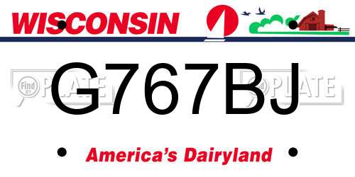 G767BJ Wisconsin License Plate