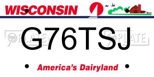 G76TSJ Wisconsin License Plate