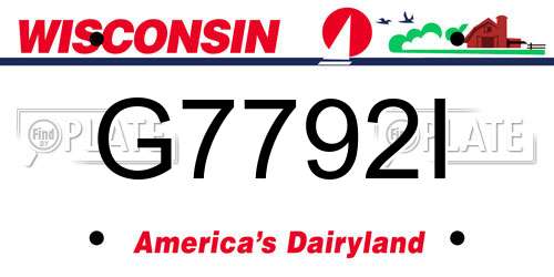 G7792I Wisconsin License Plate