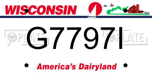 G7797I Wisconsin License Plate