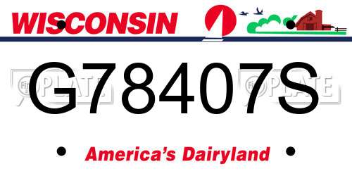 G78407S Wisconsin License Plate