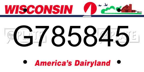 G785845 Wisconsin License Plate
