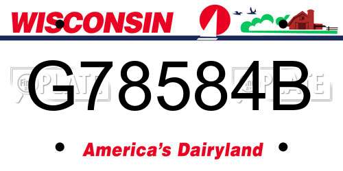 G78584B Wisconsin License Plate