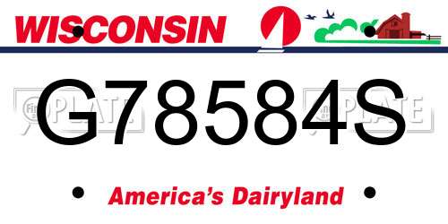 G78584S Wisconsin License Plate