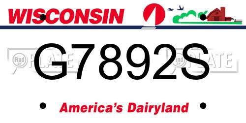 G7892S Wisconsin License Plate