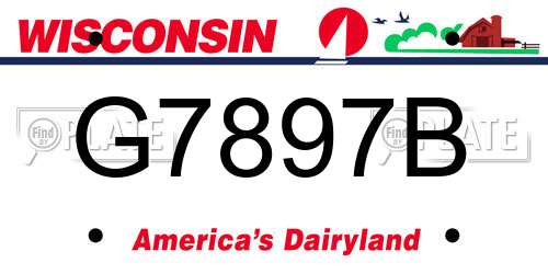 G7897B Wisconsin License Plate