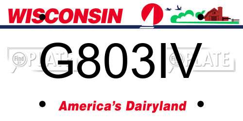 G803IV Wisconsin License Plate