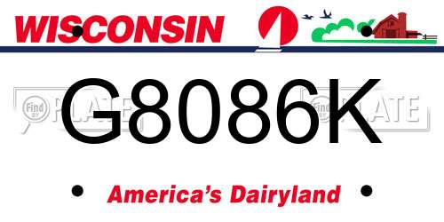 G8086K Wisconsin License Plate