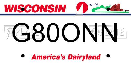 G80ONN Wisconsin License Plate