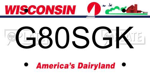 G80SGK Wisconsin License Plate