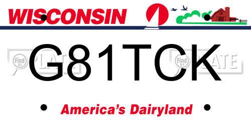 G81TCK Wisconsin License Plate