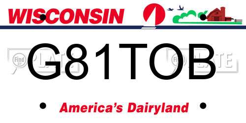 G81TOB Wisconsin License Plate
