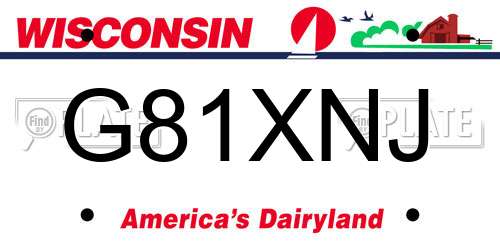 G81XNJ Wisconsin License Plate