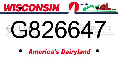G826647 Wisconsin License Plate
