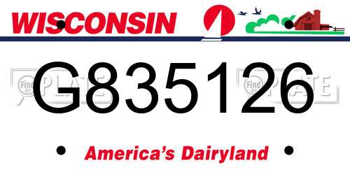 G835126 Wisconsin License Plate