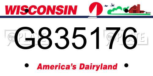 G835176 Wisconsin License Plate