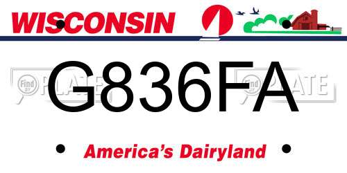 G836FA Wisconsin License Plate
