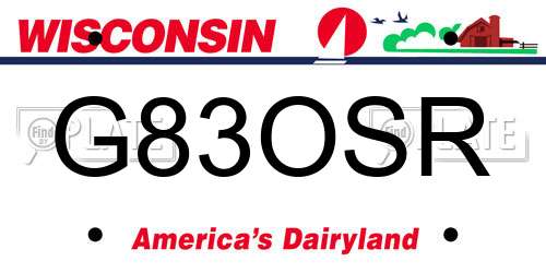 G83OSR Wisconsin License Plate