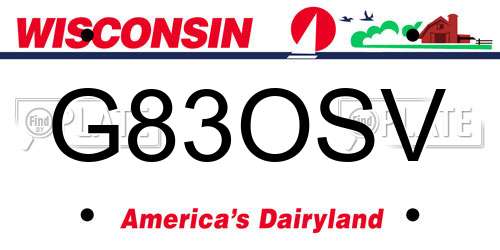 G83OSV Wisconsin License Plate