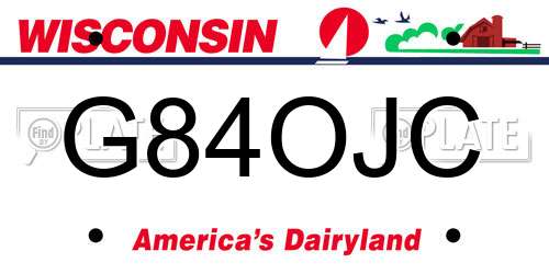 G84OJC Wisconsin License Plate