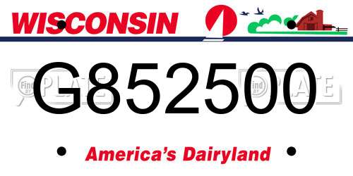 G852500 Wisconsin License Plate