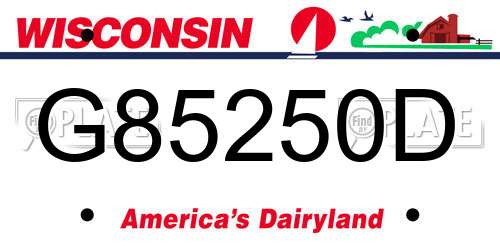 G85250D Wisconsin License Plate