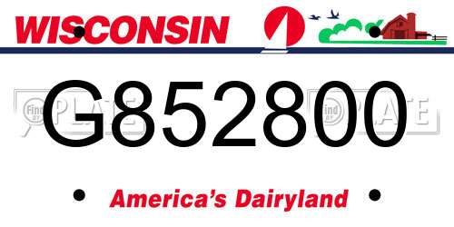 G852800 Wisconsin License Plate