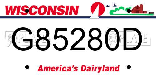 G85280D Wisconsin License Plate