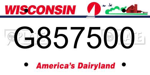 G857500 Wisconsin License Plate