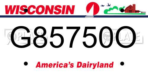 G85750O Wisconsin License Plate